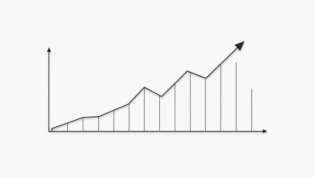 A minimalist financial chart showing upward and downward tre