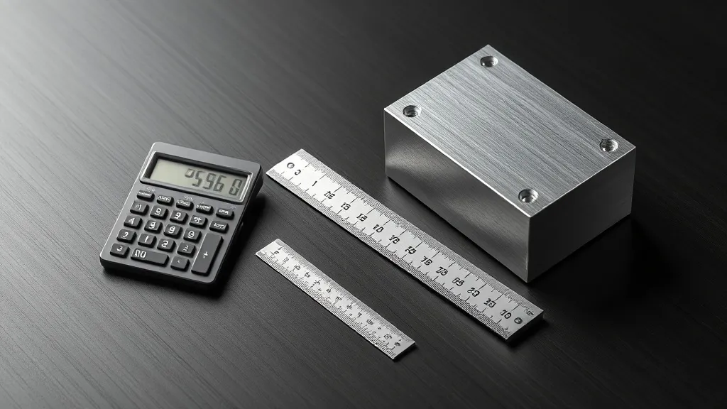 A minimalist gray still life of a calculator, a ruler, and a